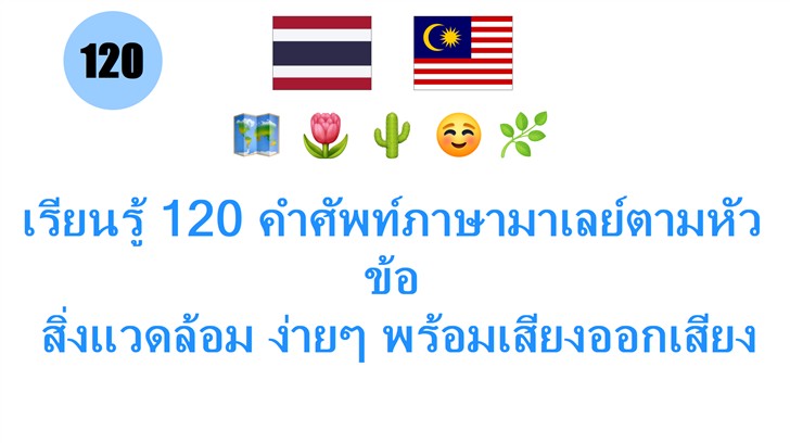 เรียนรู้ 120 คำศัพท์ภาษามาเลย์ตามหัวข้อ: สิ่งแวดล้อม ง่ายๆ พร้อมเสียงออกเสียงและคำอธิบาย